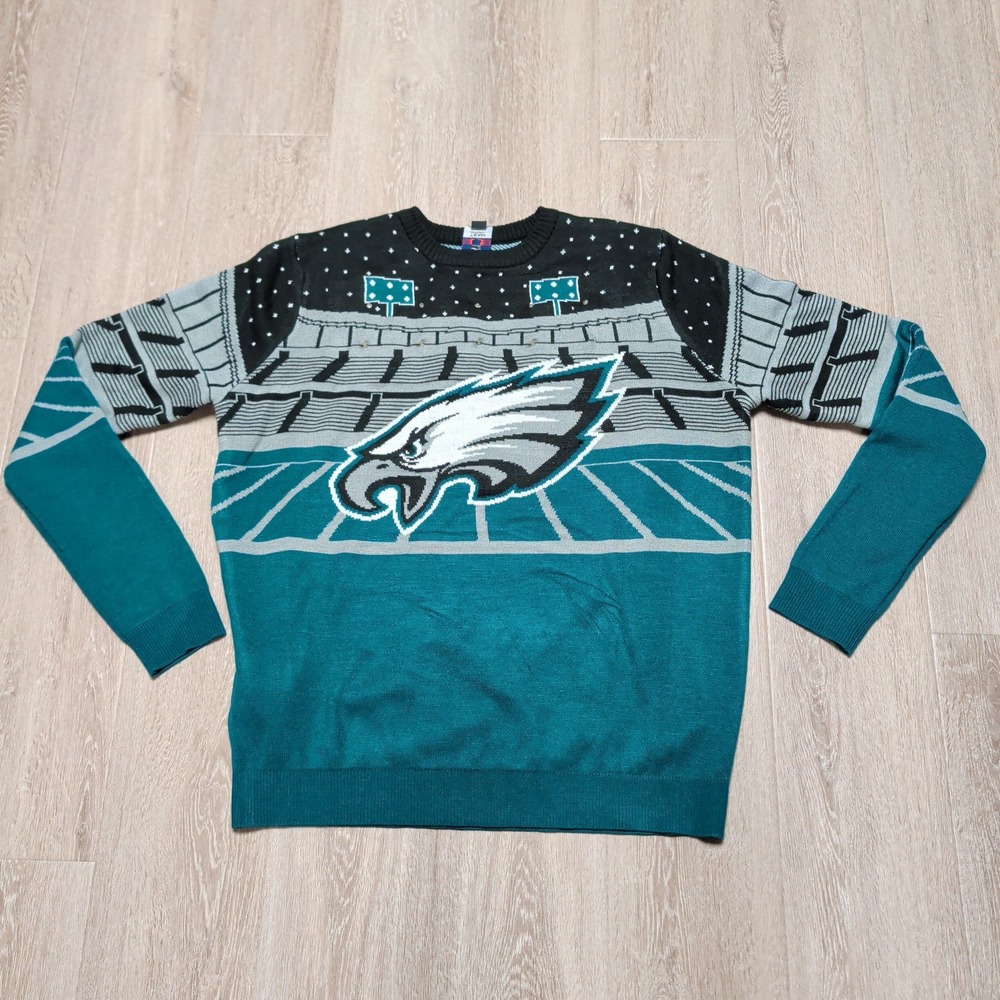 New NFL Philadelphia Eagles Bluetooth Light Up Sweater Mens XL Green Stadium